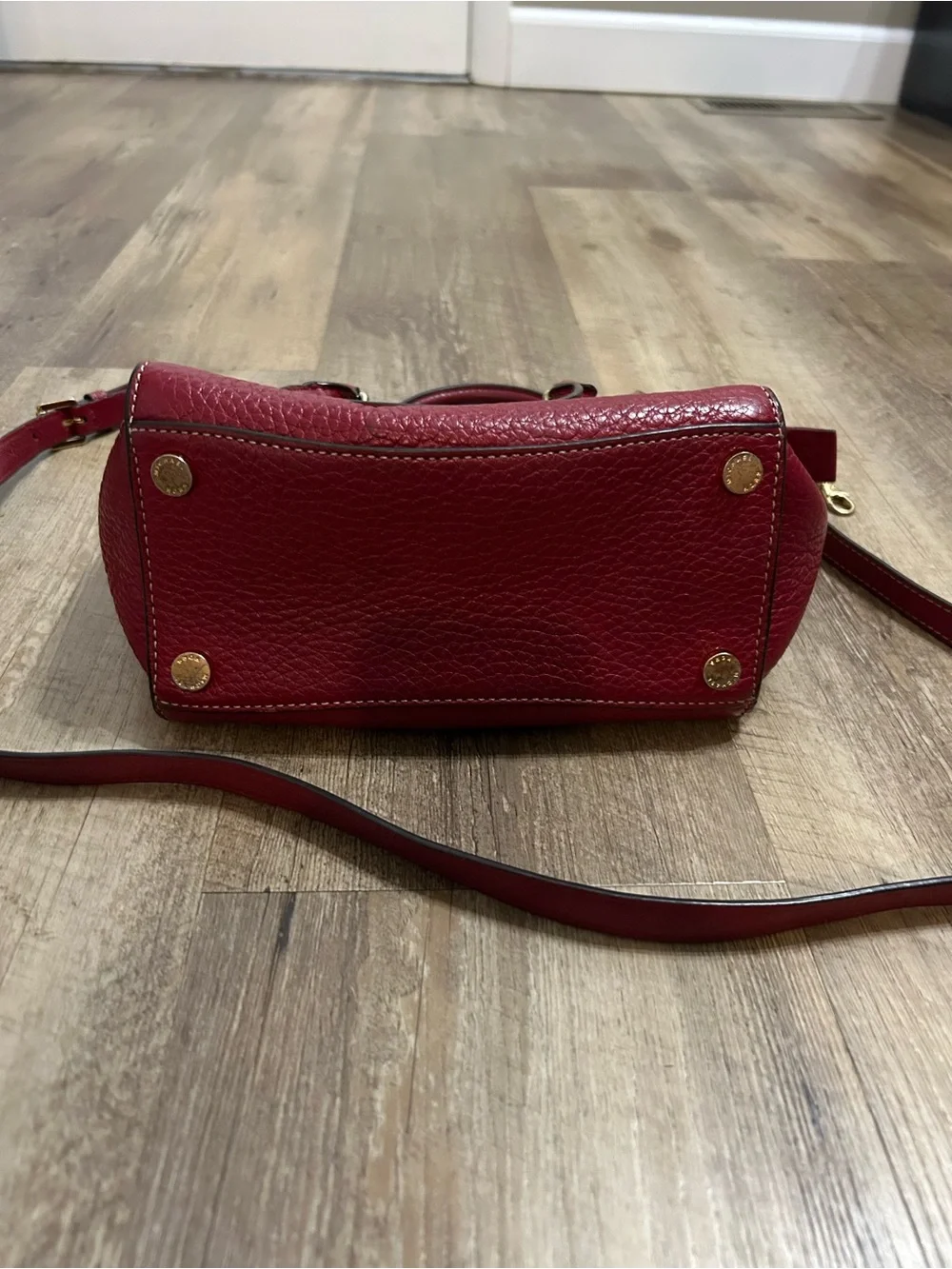 Vintage Michael Kors Red Pebbled Leather Satchel with Detachable Strap